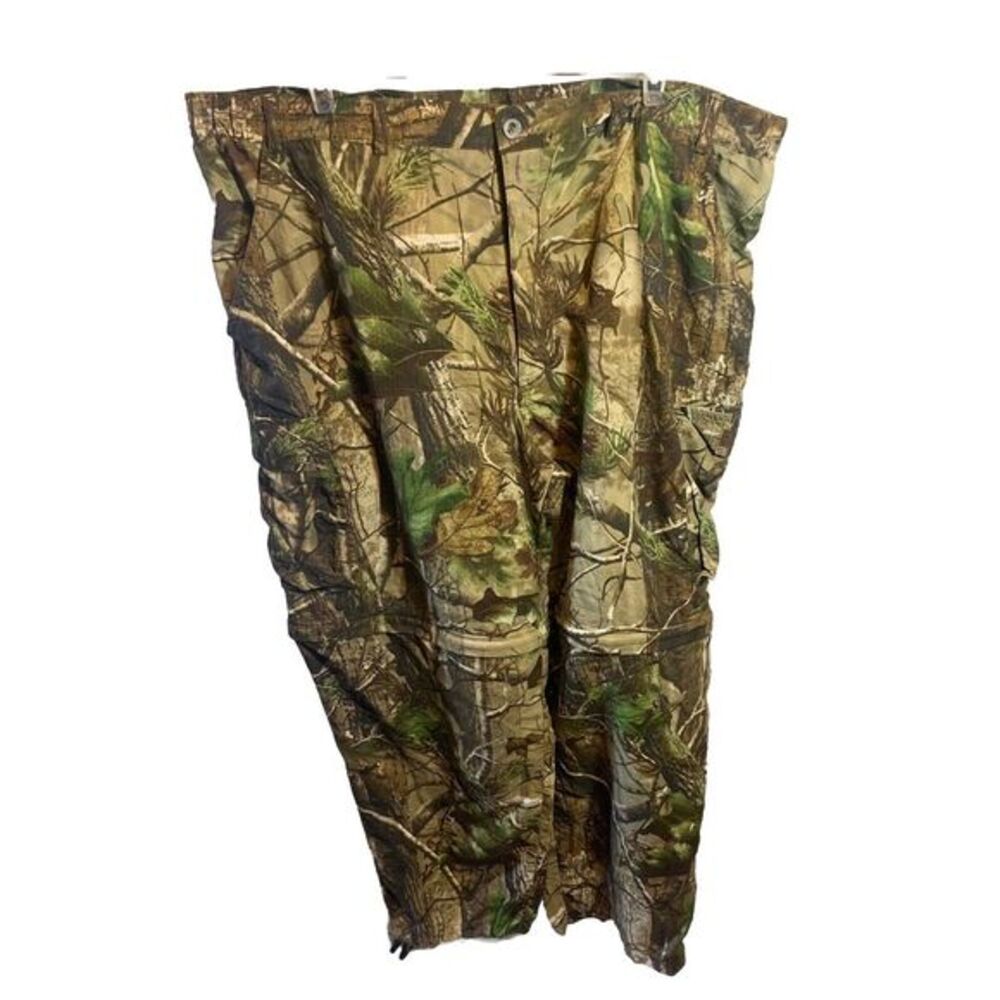 Mens XXL (45x32) Field & Stream Realtree Camo Pants Zip‎ off Shorts Hunting